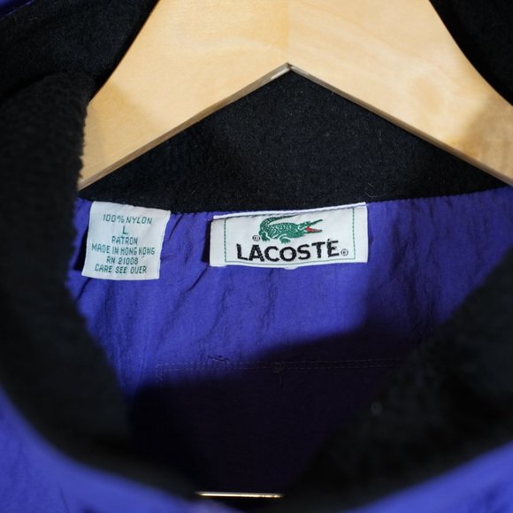 Vintage 90's Lacoste Windbreaker jacket w/ hood Purple and green - Picture 4 of 5